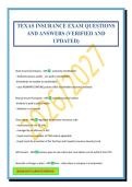 TEXAS INSURANCE EXAM QUESTIONS AND ANSWERS &lpar;VERIFIED AND UPDATED&rpar;