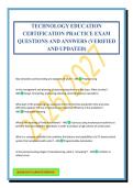 TECHNOLOGY EDUCATION CERTIFICATION PRACTICE EXAM QUESTIONS AND ANSWERS &lpar;VERIFIED AND UPDATED&rpar;