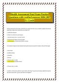Health Assessment Exam&vert; Final Exam Practice&vert;Health Assessment Exam 2 &ndash; Practice Questions NSG3160 &vert; Verified Answers &vert; 2026&ndash;2027 A&plus; Grade &vert;Midterm Exam&vert; Exam 3 Review&vert;Quiz &num;1 &ndash; Verified Questions & Answers &lpar;2024&sol;2025 A&plus; Grade&rpar;&vert;Quiz Bundles