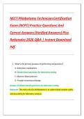 NCCT Phlebotomy Technician Certification Exam &lpar;NCPT&rpar; Practice Questions And Correct Answers &lpar;Verified Answers&rpar; Plus Rationales 2026 Q&A &vert; Instant Download Pdf