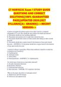 C7 NUR1023C Exam 1 STUDY GUIDE  QUESTIONS AND CORRECT  SOLUTIONS&vert;&vert;100&percnt; GUARANTEED  PASS&vert;&vert;UPDATED 20262027  SYLLABUS&vert;&vert;A&plus; GRADED&vert;&vert;<<RECENT  VERSION>> 