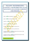 WGU D470 - TRANSPORTATION&comma; LOGISTICS&comma; AND DISTRIBUTION&period; EXAM QUESTIONS AND ANSWERS &lpar;VERIFIED AND UPDATED&rpar;