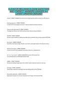 ELEVATOR MECHANICS EXAM QUESTIONS  AND CORRECT ANSWERS &lpar;GRADED A&plus;&rpar;  LATEST UPDATED 20262027 