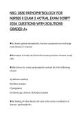 NSG 3850 PATHOPHYSIOLOGY FOR NURSES II EXAM 3 ACTUAL EXAM SCRIPT 2026 QUESTIONS WITH SOLUTIONS GRADED A&plus;