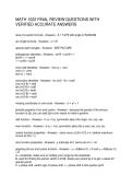 MATH 1022 FINAL REVIEW QUESTIONS WITH VERIFIED ACCURATE ANSWERS