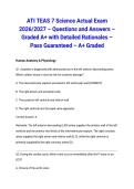 ATI TEAS 7 Science Actual Exam 2026&sol;2027 &ndash; Questions and Answers &ndash; Graded A&plus; with Detailed Rationales &ndash; Pass Guaranteed &ndash; A&plus; Graded