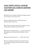 Florida TRAFFIC SCHOOL 4-HOUR BDI  EXAM PAPER 2026 COMPLETE QUESTIONS  AND ANSWERS 