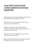 Florida TRAFFIC SCHOOL ACTUAL EXAM  SCRIPT 2026 QUESTIONS AND SOLUTIONS  GRADED A&plus;