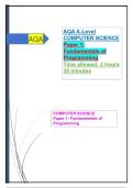 AQA A-Level  COMPUTER SCIENCE  Paper 1&colon;  Fundamentals of  Programming
