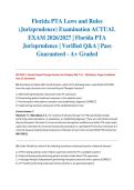 Florida PTA Laws and Rules &lpar;Jurisprudence&rpar; Examination ACTUAL EXAM 2026&sol;2027 &vert; Florida PTA Jurisprudence &vert; Verified Q&A &vert; Pass Guaranteed - A&plus; Graded