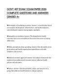 GOVT 407 EXAM 1 EXAM PAPER 2026  COMPLETE QUESTIONS AND ANSWERS  GRADED A&plus; 