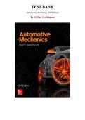 Test Bank for Automotive Mechanics 10th Edition &lpar;Ed May&comma; 2018&rpar;&comma; Chapter 1-49  &vert; All Chapters