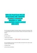 NUR 101 Final Exam NCLEX QUESTIONS AND VERIFIED CORRECT ANSWERS GRADED A&plus; -LATEST 2026-2027- 100- GUARANTEED PASS&period;docx