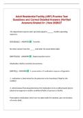 Adult Residential Facility &lpar;ARF&rpar; Practice Test Questions and Correct Detailed Answers &lpar;Verified Answers&rpar; Graded A&plus; &vert; New 2026&sol;27