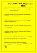 DANGEROUS GOODS  TEST QUESTIONS AND ANSWERS 2026 - 2027