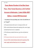 Texas Master Plumber Exam 2026 &ndash; 200 Practice Questions & Verified Answers &vert; Pass First Try