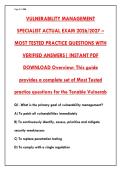 Tenable Vulnerability Management Specialist Exam 2026 &ndash; 200&plus; Practice Questions & Verified Answers &vert; Pass First Try