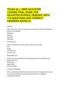 TEXAS ALL LINES ADJUSTER LICENSE FINAL EXAM &ndash; THE ADJUSTER SCHOOL 2026&sol;2027 &vert; COMPLETE 176 Q&A WITH VERIFIED ANSWERS &lpar;RATED A&plus;&rpar;