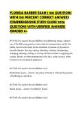 FLORIDA BARBER EXAM 1 100 QUESTIONS WITH 100 PERCENT CORRECT ANSWERS COMPREHENSIVE STUDY GUIDE 2026 QUESTIONS WITH VERIFIED ANSWERS GRADED A&plus;