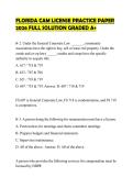 FLORIDA CAM LICENSE PRACTICE PAPER 2026 FULL SOLUTION GRADED A&plus;