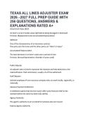 TEXAS ALL LINES ADJUSTER LICENSE EXAM 2026-2027 &ndash; COMPLETE PREP GUIDE WITH 256 QUESTIONS&comma; ANSWERS & EXPLANATIONS &lpar;RATED A&plus;&rpar;
