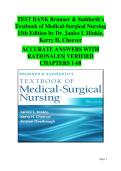 Brunner & Suddarth&rsquo;s Textbook of Medical-Surgical Nursing&comma; 15th Edition &vert; Comprehensive Exam Questions&comma; Answer Key & Rationales for Chapters 1&ndash;68