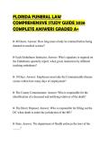 FLORIDA FUNERAL LAW COMPREHENSIVE STUDY GUIDE 2026 COMPLETE ANSWERS GRADED A&plus;