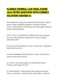 FLORIDA FUNERAL LAW FINAL PAPER 2026 TESTED QUESTIONS WITH CORRECT SOLUTIONS GRADED A&plus;