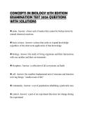 CONCEPTS IN BIOLOGY 15TH EDITION EXAMINATION TEST 2026 QUESTIONS WITH SOLUTIONS