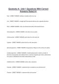 Geometry A - Unit 1 Questions With Correct Answers Rated A&plus;