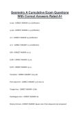 Geometry A Cumulative Exam Questions With Correct Answers Rated A&plus;