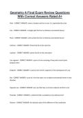 Geometry A Final Exam Review Questions With Correct Answers Rated A&plus;