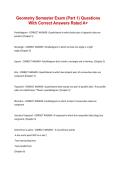Geometry Semester Exam &lpar;Part 1&rpar; Questions With Correct Answers Rated A&plus;