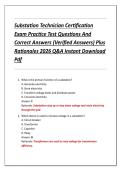 Substation Technician Certification  Exam Practice Test Questions And  Correct Answers &lpar;Verified Answers&rpar; Plus  Rationales 2026 Q&A Instant Download  Pdf 