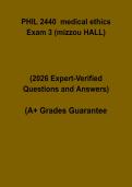 PHIL 2440 Medical Ethics Exam 3 Questions and Answers PDF &vert; Mizzou Hall Study Guide