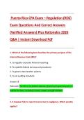 Puerto Rico CPA Exam &ndash; Regulation &lpar;REG&rpar;  Exam Questions And Correct Answers  &lpar;Verified Answers&rpar; Plus Rationales 2026  Q&A &vert; Instant Download Pdf