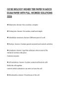 GCSE BIOLOGY HIGHER TIER PAPER 1H REVISION PRACTICE QUESTIONS AND MODEL ANSWERS 2026