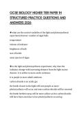 GCSE BIOLOGY HIGHER TIER PAPER 1H STRUCTURED PRACTICE QUESTIONS AND ANSWERS 2026