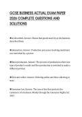 GCSE BUSINESS ACTUAL EXAM PAPER 2026 COMPLETE QUESTIONS AND SOLUTIONS