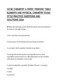 GCSE CHEMISTRY A PAPER 1 PERIODIC TABLE ELEMENTS AND PHYSICAL CHEMISTRY EXAMSTYLE PRACTICE QUESTIONS AND SOLUTIONS 2026