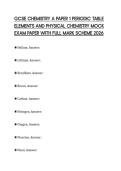 GCSE CHEMISTRY A PAPER 1 PERIODIC TABLE ELEMENTS AND PHYSICAL CHEMISTRY MOCK EXAM PAPER WITH FULL MARK SCHEME 2026