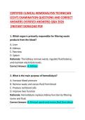 CERTIFIED CLINICAL HEMODIALYSIS TECHNICIAN EXAM QUESTIONS AND CORRECT ANSWERS