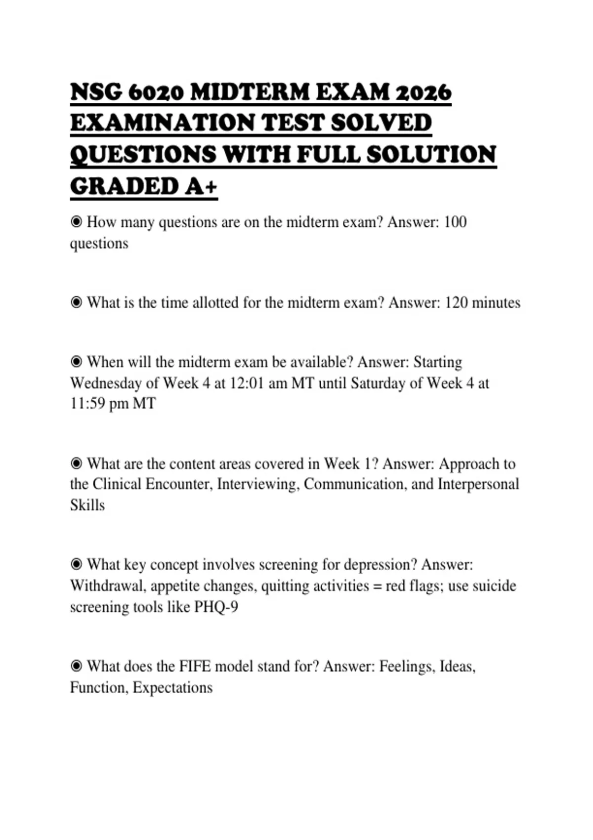 NSG 6020 MIDTERM EXAM 2026 EXAMINATION TEST SOLVED QUESTIONS WITH FULL ...
