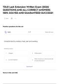 TDLR Lash Extension Written Exam &lpar;2026&rpar; QUESTIONS AND ALL CORRECT ANSWERS 100&percnt; SOLVED AND GUARANTEED SUCCESS&excl;&excl;