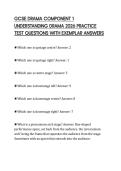 GCSE DRAMA COMPONENT 1 UNDERSTANDING DRAMA 2026 PRACTICE TEST QUESTIONS WITH EXEMPLAR ANSWERS