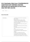 HCA Washington Skills Exam COMPREHENSIVE QUESTIONS AND VERIFIED ANSWERS &lpar;DETAILED & ELABORATED&rpar; ACTUAL EXAM 2026 TEST 100&percnt; SOLVED