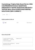 Cosmetology Virginia State Board Review 2026 COMPREHENSIVE EXAM QUESTIONS &vert;FREQUENTLY TESTED QUESTIONS &vert;RECENTLY TESTING REAL EXAM QUESTIONS&vert;VERIFIED SOLUTIONS &lpar;100&percnt; CORRECT&rpar;