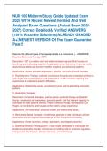 NUR 109 Midterm Study Guide Updated Exam  2026 WITH Recent Newest Verified And Well  Analyzed Exam Questions  &lpar;Actual Exam 2026 2027&rpar; Correct Detailed & Verified ANSWERS  &lpar;100&percnt; Accurate Solutions&rpar; ALREADY GRADED  A&plus;&vert;&vert;NEWEST VERSION Of The Exam Guarantee  