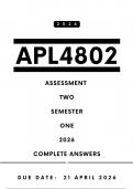 APL4802 Assignment 2 Answers - Semester 1 2026 &vert; Due Date 21 April 2026