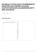NIH GRoup F ACTUAL EXAM COMPREHENSIVE QUESTIONS AND VERIFIED ACCURATE SOLUTION &lpar;DETAILED & ELABORATED&rpar; &vert;GET IT 100&percnt; ACCURATE&excl;&excl; 